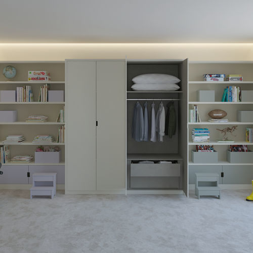 Минималистский шкаф для одежды - Muba Design - из лакированной древесины / с распашными дверями / с выдвижным ящиком