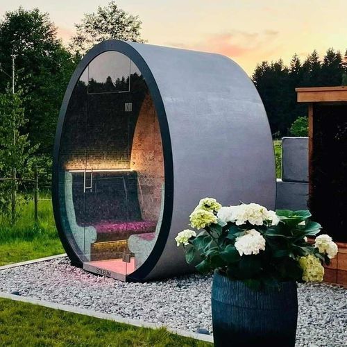 Паровая ванна для наружного применения - SEA CLIMATE CABIN EGG - SOLEUM GmbH - со встроенным душем / с солью для галотерапии / мощенная