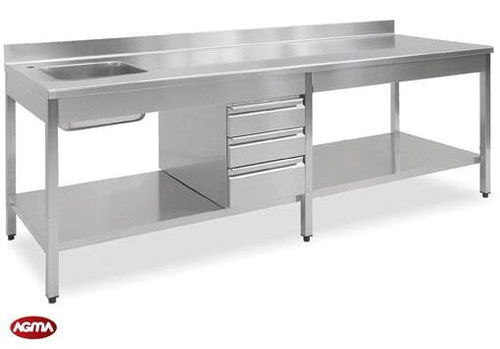 Тумба для раковины из нержавеющей стали из нержавеющей стали - AGMA ARREDO INOX PROFESSIONALE SRL A SOCIO UNICO - на ножках / для профессионального использования / для медицинского учреждения