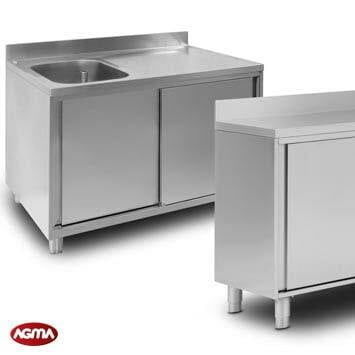 Тумба для раковины из нержавеющей стали из нержавеющей стали - AGMA ARREDO INOX PROFESSIONALE SRL A SOCIO UNICO - на ножках / для профессиональной кухни / для профессионального использования