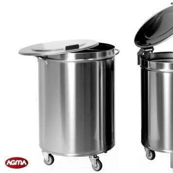 Напольный мусорный контейнер - AGMA ARREDO INOX PROFESSIONALE SRL A SOCIO UNICO - из нержавеющей стали / с колесами / с крышкой