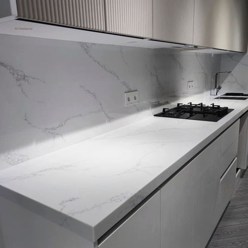 Рабочая поверхность из Solid Surface - CALACATTA HW6801 - Kaiping Fuliya Industrial Co., Ltd. - для кухни / для ванной комнаты / белая