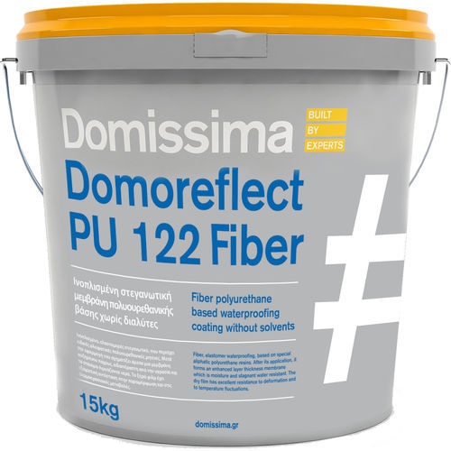 Жидкая гидроизоляция для защиты - DOMOREFLECT PU 122 FIBER - Domissima S.A. - для металлического каркаса / для наколонной кровли / из полиуретана