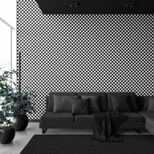 Обои уникальный дизайн - WARPED CHECKERBOARD - XAWD - c геометрическим рисунком / в клетку / цвет по индивидуальному заказу