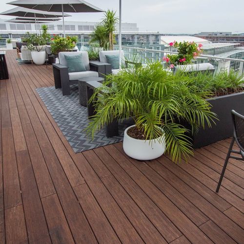 Террасная доска из бамбука - CARBONIZED  - Exterpark - коричневое / с клипсой / пазованное