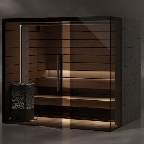 Сауна для бытового использования - REFLECTION CORNER WIDE - Tylö - для профессионального использования / из осины / из стекла