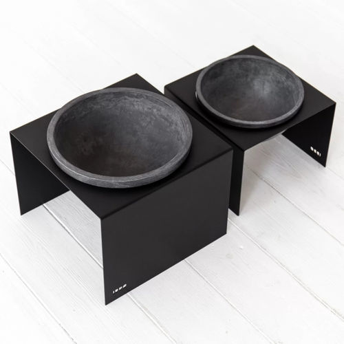 Садовый горшок из стали - STAND & BOWL - IDDO - из бетона / отдельностоящий / круглый