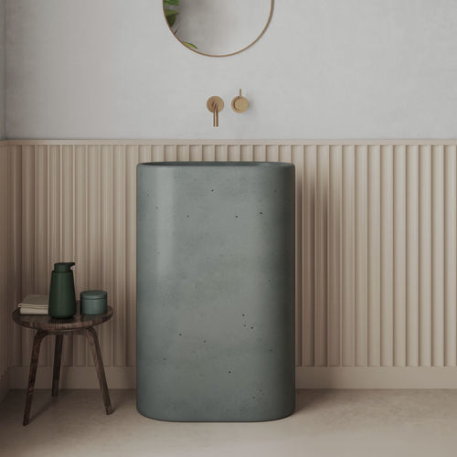 Раковина на ножке - OVALE - Maark Bathware - из бетона / матовая отделка / овальная