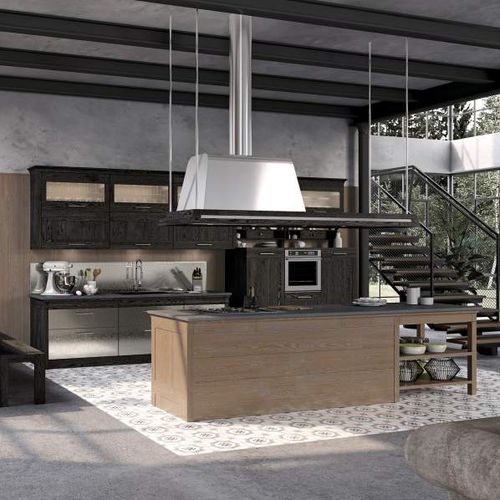 Классическая кухня - Industrial Positano - ARCARI ARREDAMENTI - из дерева / островного типа / с ручками