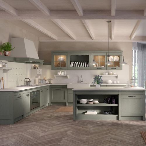 Классическая кухня - Positano British - ARCARI ARREDAMENTI - из дерева / островного типа / L-образная