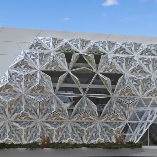 Солнцезащитное устройство с шарниром - Motion 10100 - MOTION FACADES - PRV / из алюминия / из перфорированного листа