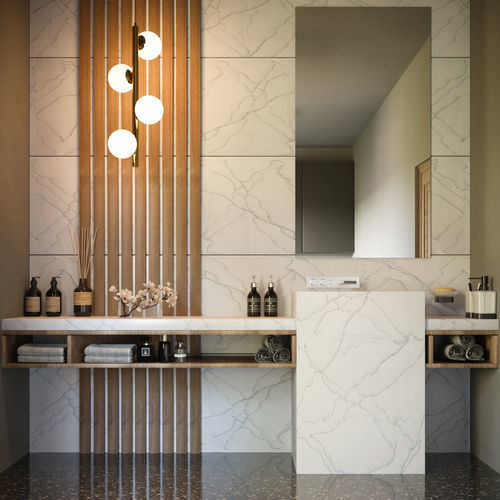 Декоративная панель для настила - Blanca Carrera - Durasein - для внутренней компоновки / из Solid Surface / текстурированная