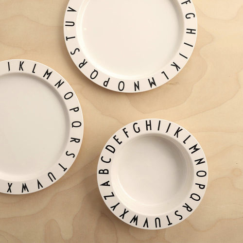 Круглый тарелка - Eat & Learn set - DESIGN LETTERS ApS - из пластика / с рисунком / белый