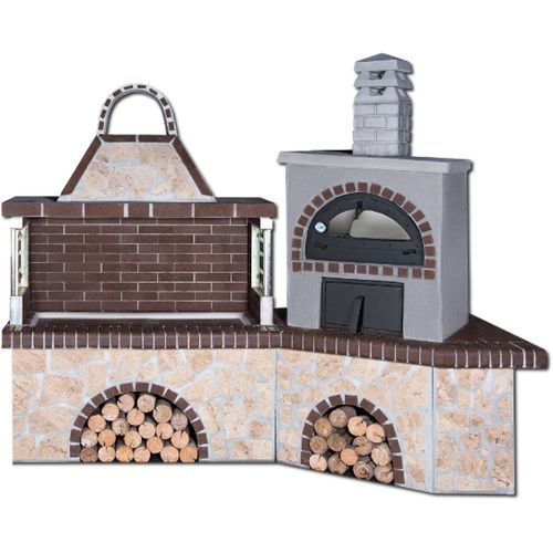 Дровяное барбекю - 0221 - Sxistolithos - фиксированное / из глины / из металла
