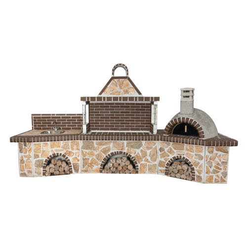 Дровяное барбекю - 0200B - Sxistolithos - фиксированное / из глины / из металла