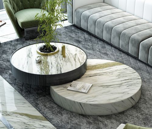 Современный стол Жигонь - CALACATTA VERDE - PASIFIK GRANIT - из мрамора / с основанием из мрамора / круглый