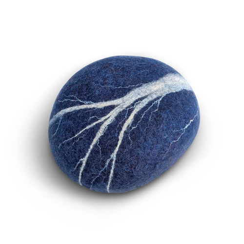 Современный пуф - BLUE FLASH - Katsu Stones - из шерсти / круглый / ручной работы