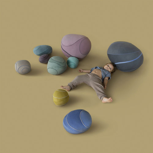 Современный пуф - KIDSET LUNA - Katsu Stones - из шерсти / круглый / ручной работы
