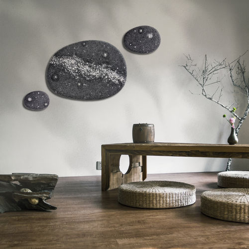 Акустическая панель для стены - MILKY WAY - Katsu Stones - из шерсти / с геометрической структурой / серая