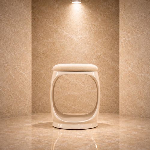 Современный табурет - SIGNET RING BEIGE - Softicated - из бархата / с основанием из полиуретана / обитый