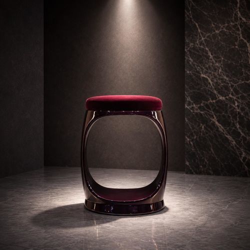 Современный табурет - SIGNET RING B10013 AUBERGINE - Softicated - из бархата / с основанием из полиуретана / обитый