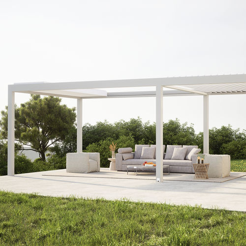 Самонесущая пергола - RIPPLE - Lavia Outdoor Living Space - пристроенная к зданию / из алюминия / с мобильными планками