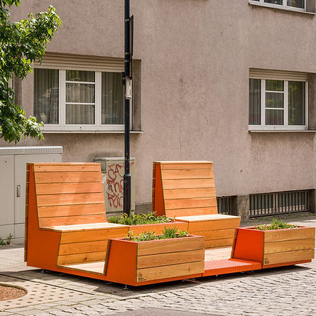 Модульный парклет - AUSGEPARKT - CITY DECKS - со встроенной кадкой для садовых растений