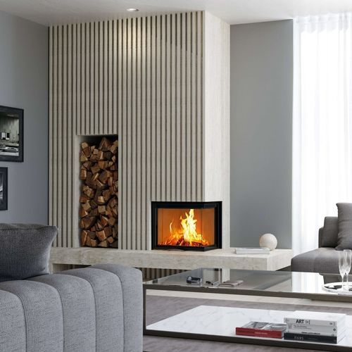 Закрытая топка на дровах - 63x40x51 S 2.0 - AUSTROFLAMM - угловая / из металла / из стекла