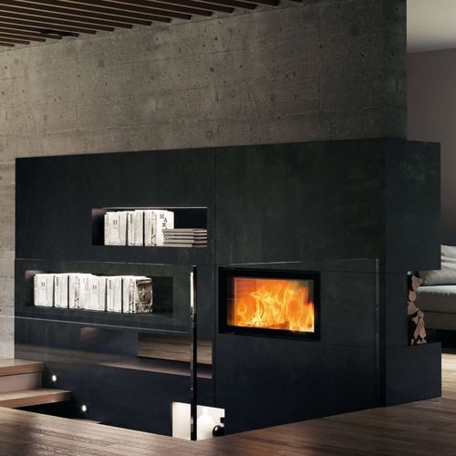 Закрытая топка на дровах - 75X39 K II 2.0 - AUSTROFLAMM - двусторонняя / из металла / из стекла