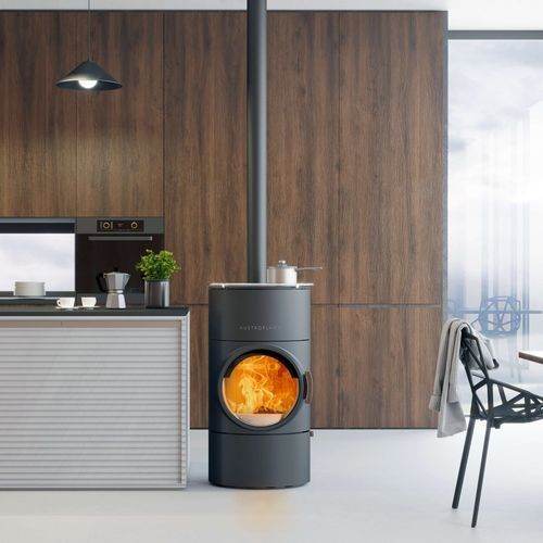 Печь-камин на дровах - Clou compact Cook - AUSTROFLAMM - 6 кВ / отдельностоящая / современная