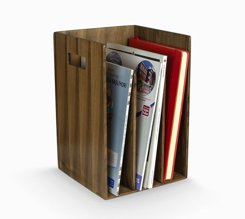 Современная газетница - RK369 - WOODSAKA KFT. - для профессионального использования / из орехового дерева / бежевая