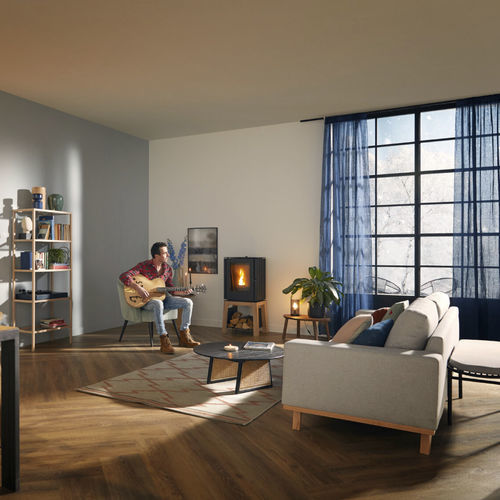 Печь-камин на пеллетах - Woody Loft - Trimline Fires - 5 кВ...10 кВ / 0-5 кВ / отдельностоящая