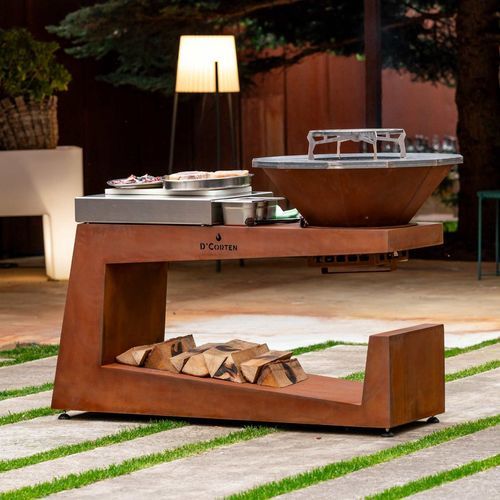 Кухня для наружного применения - Bonfire Luxe - D' Corten - современная / из бука / из кортеновской стали