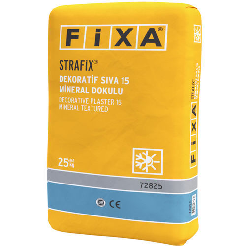 Гипс для отделки - STRAFIX 15 - FİXA YAPI KİMYASALLARI SAN VE TİC LTD.ŞTİ - проницаемый для водяного пара / декоративный / на основе цемента