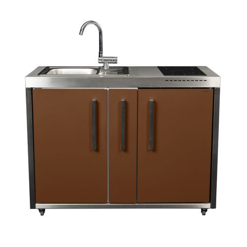 Малая мини-кухня - MO 120 A - Stengel Steel Concept GmbH - из нержавеющей стали / с ручками / подвижная
