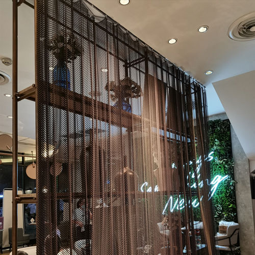 Штора из металлической сетки - QKMCD-18 - HEBEI JOINWIN ARCHITECTURAL DESIGN CO.,LTD - однотонная / из алюминия / из меди