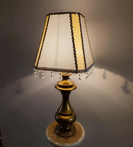 Настольная лампа - Sydney 01 - DelightLamps - из ткани / из дерева / в викторианском стиле