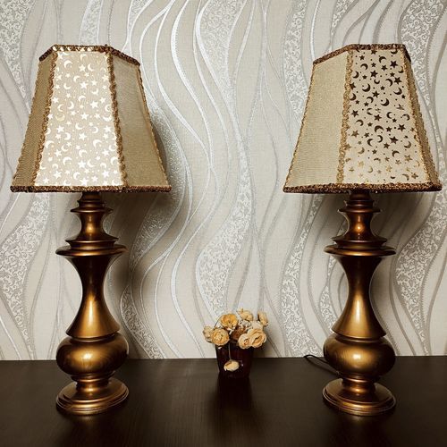 Настольная лампа - Rome 01 - DelightLamps - из ткани / из дерева / классическая