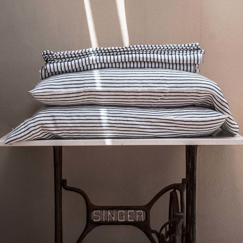 Чехол для теплого одеяла из льна - SAILOR BLUE - dELENZO LINEN FROM EUROPE S.L - в полоску