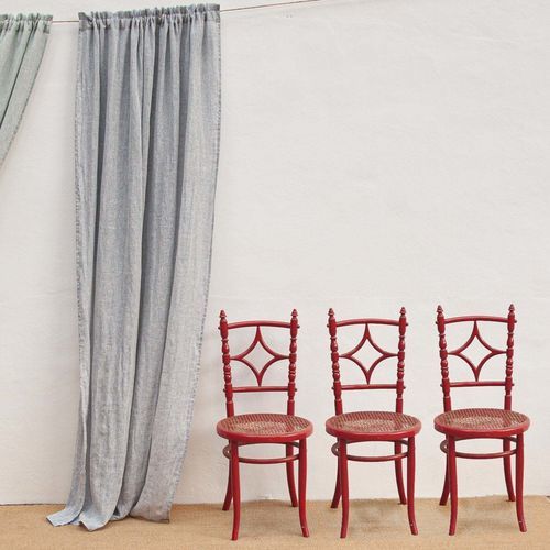 Штора со складками - BLUE - dELENZO LINEN FROM EUROPE S.L - однотонная / из льна