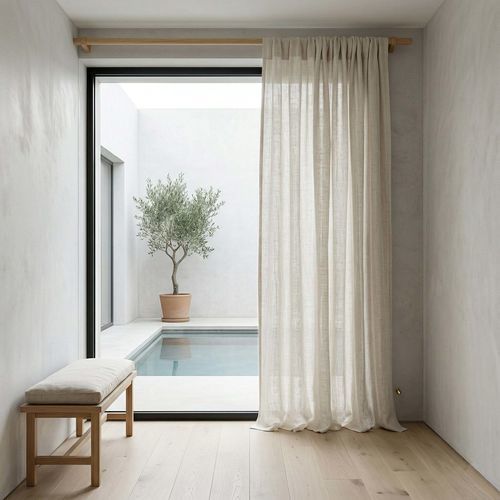Штора со складками - NATURAL RUSTIC - dELENZO LINEN FROM EUROPE S.L - однотонная / из льна