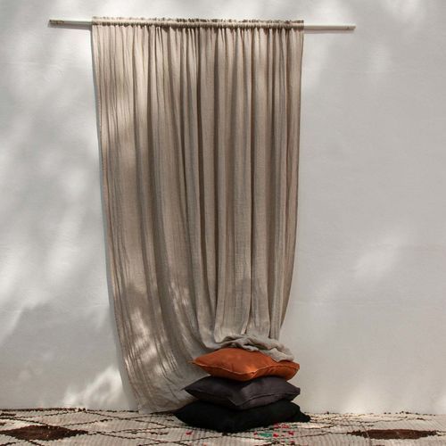 Штора со складками - NATURAL - dELENZO LINEN FROM EUROPE S.L - однотонная / персонализированная / из льна