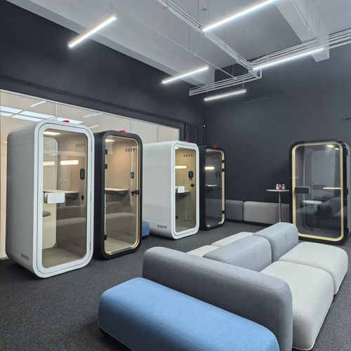 Акустическая рабочий стол POD - S FAMILY - Dancoo Acoustic Pods Manufacturing Co.,Ltd. - регулируемая / эргономичная / с системой видеоконференцсвязи