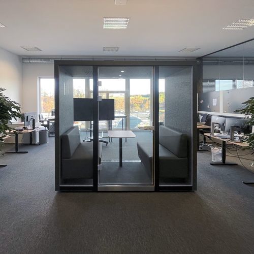 Акустическая рабочий стол POD - 2A - Dancoo Acoustic Pods Manufacturing Co.,Ltd. - эргономичная / с застекленной дверью / USB
