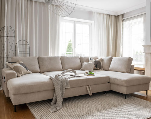 Угловой диван - LILLY : 1073BEI - Best Mobilier - кровать / современный / из бархата