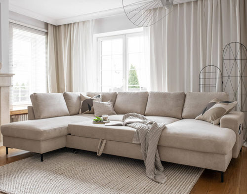 Угловой диван - LILLY : 1074BEI - Best Mobilier - кровать / современный / из бархата