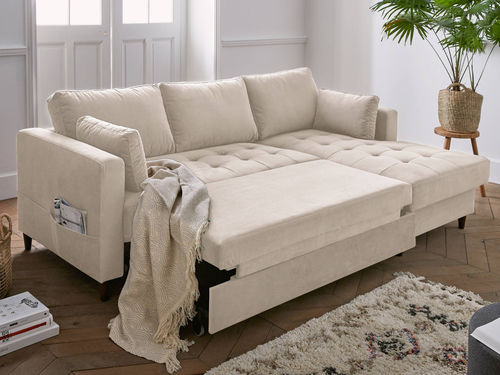 Угловой диван - ANNA: 784BEI - Best Mobilier - кровать / современный / из бархата