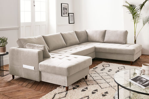 Угловой диван - ANNA: 824BEI - Best Mobilier - кровать / современный / из бархата