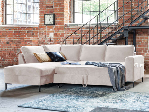 Угловой диван - LILLY : 1066BEI - Best Mobilier - кровать / современный / из бархата