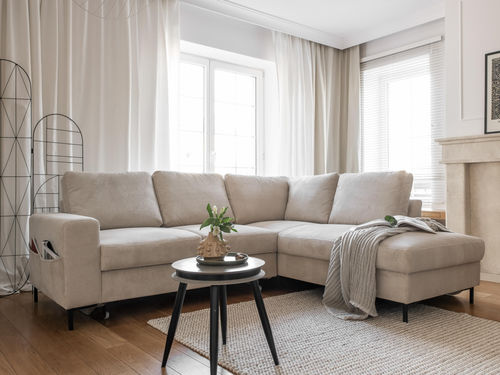 Угловой диван - LILLY : 1071BEI - Best Mobilier - кровать / современный / из бархата